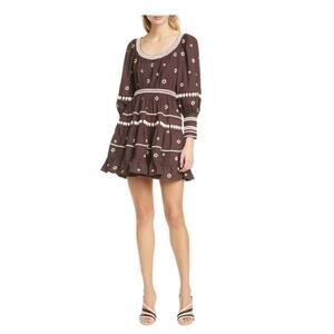 NWT ULLA JOHNSON Adama Beaded Long Sleeve Minidress Size 4